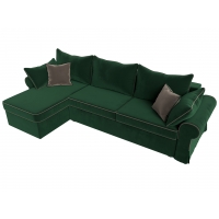 Угловой диван Элис (велюр зелёный/коричневый) - Изображение 5